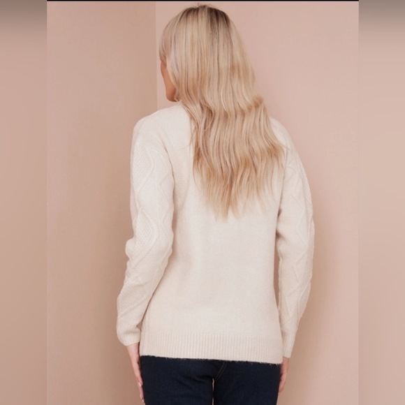 NWT NONIB Cable Button Cardigan Ivory Beige size L - Picture 3 of 9